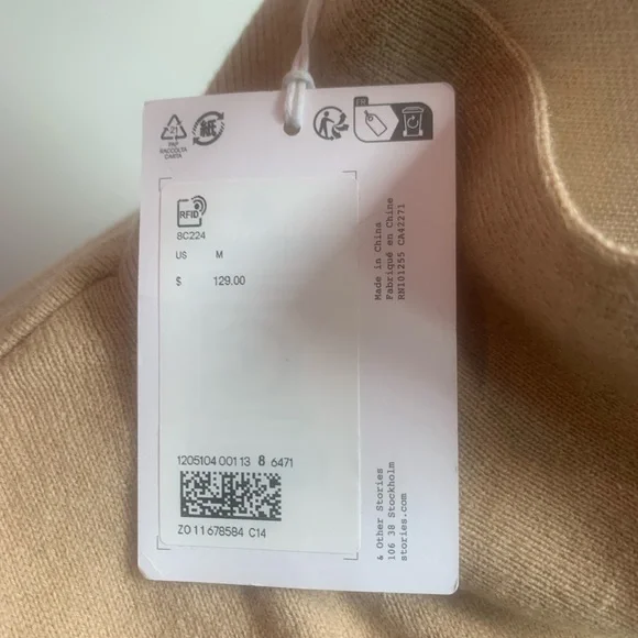 & Other Stories Camel color Tie Neck Sweater - Picture 7 of 7